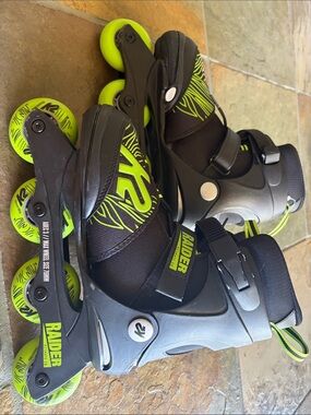 Raider Kids Adjustable Inline Skates in Black & Neon Green